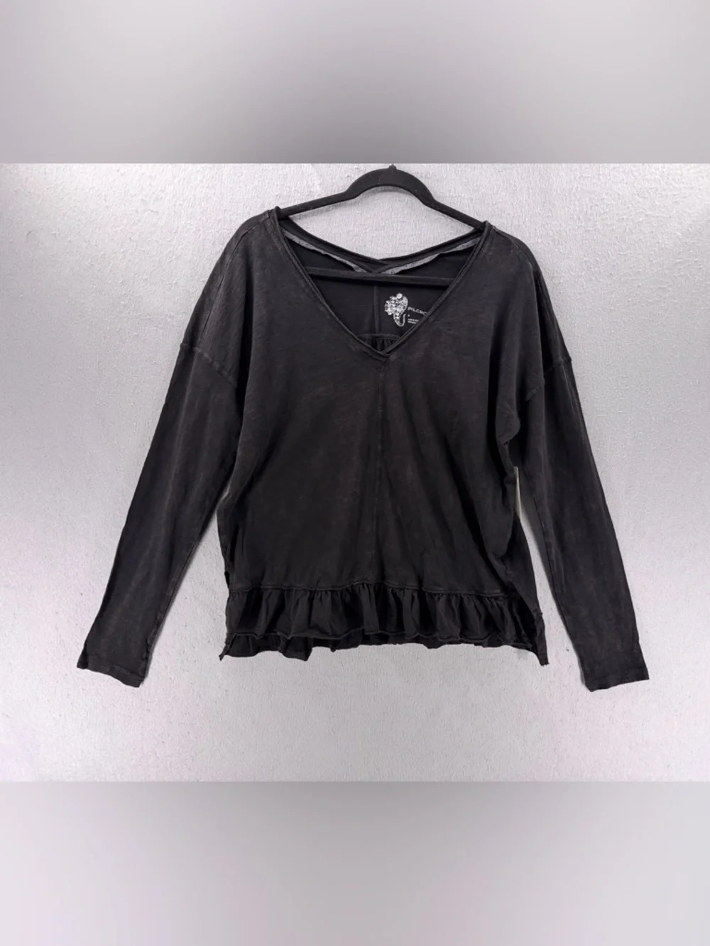 Pilcro Wedge Poncho‎ Tee Pilcro Womens S Ruffled Hem Acid Wash Minimalist Boho